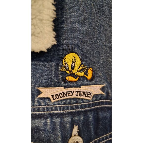 Vintage Looney Tunes Denim Sherpa lined Jacket - Picture 4 of 7